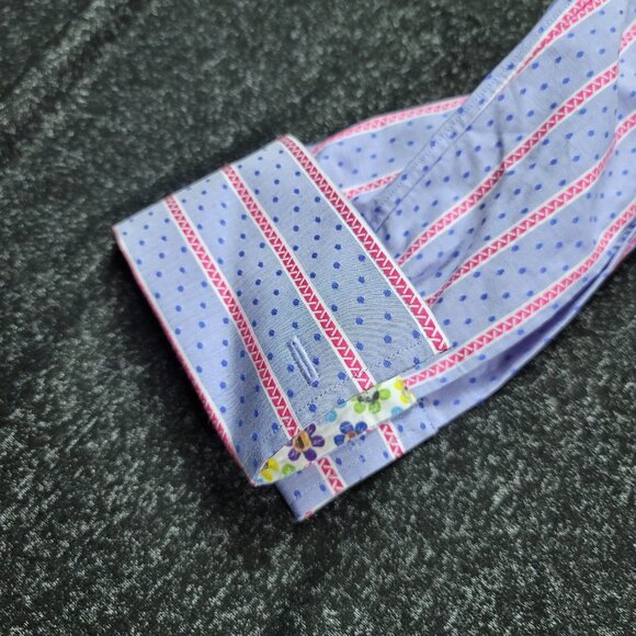 Robert Graham Classic Fit French Cuff Shirt Men's Size Medium Floral Striped - Picture 4 of 10